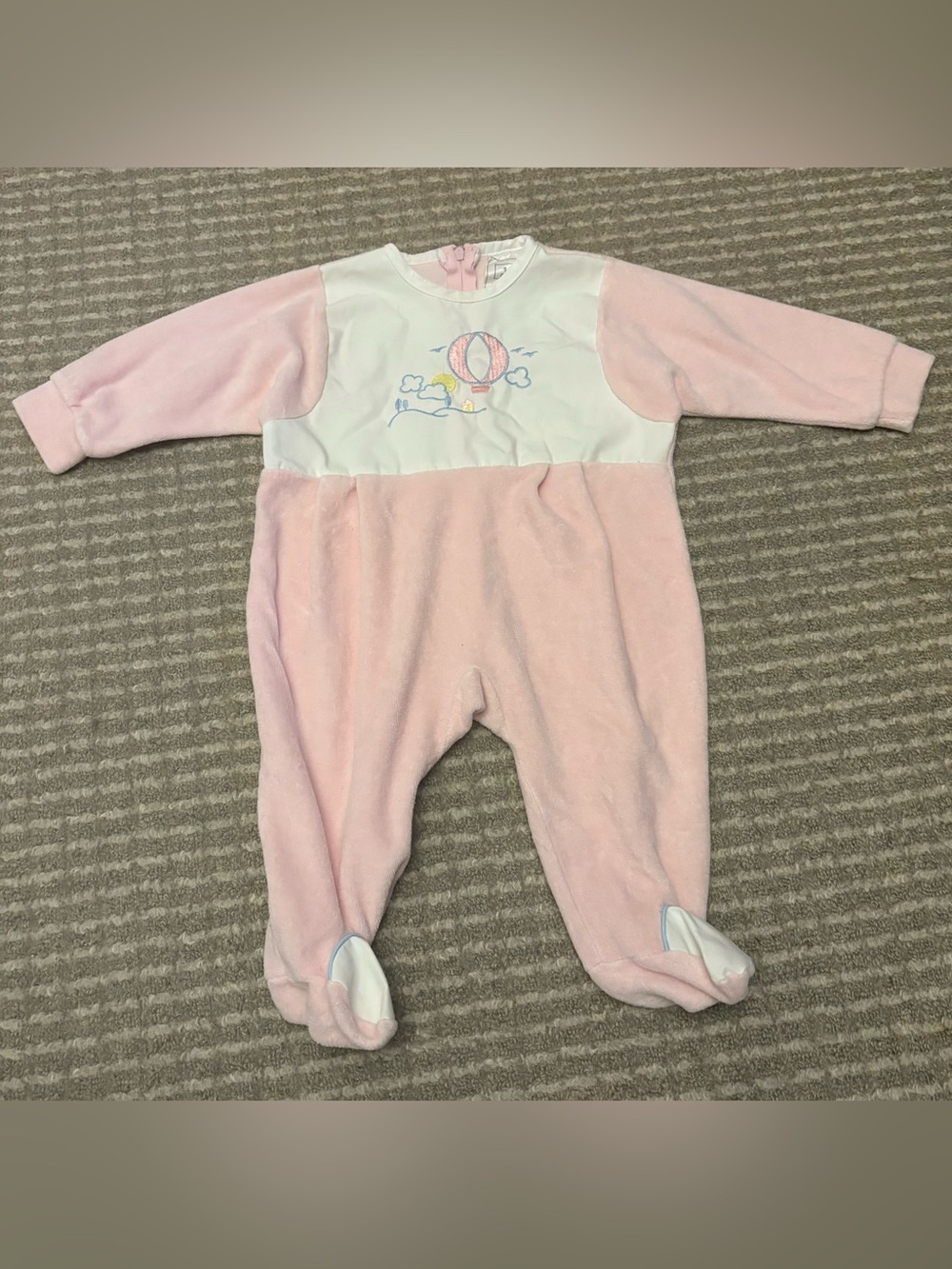 Vintage Hot Air Balloon Baby Pink One-Piece Footed Romper